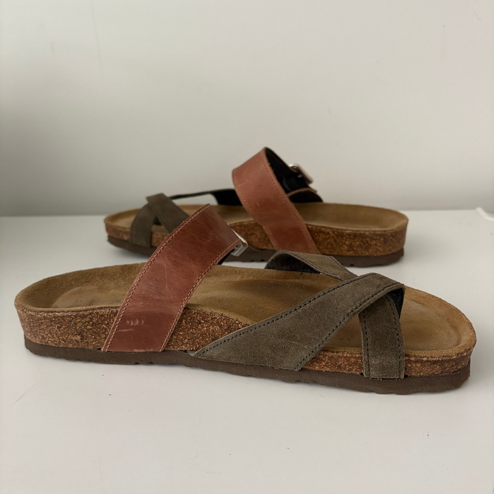 Naot Fresno Women's Leather Adjustable Buckle Toe Ring Cork Sandals‎ Size 39 - Picture 8 of 9